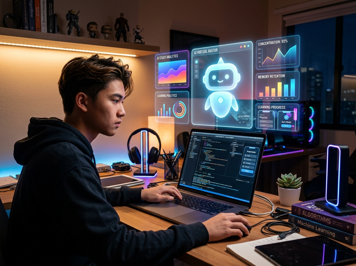Student building AI study app with natural language prompts